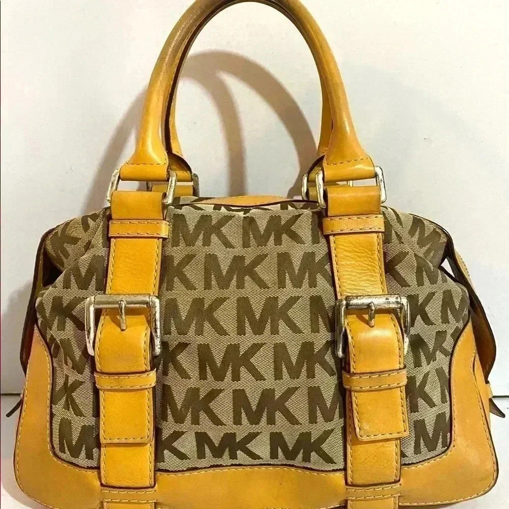 Michael kors MK signature print canvas logo satchel handbag